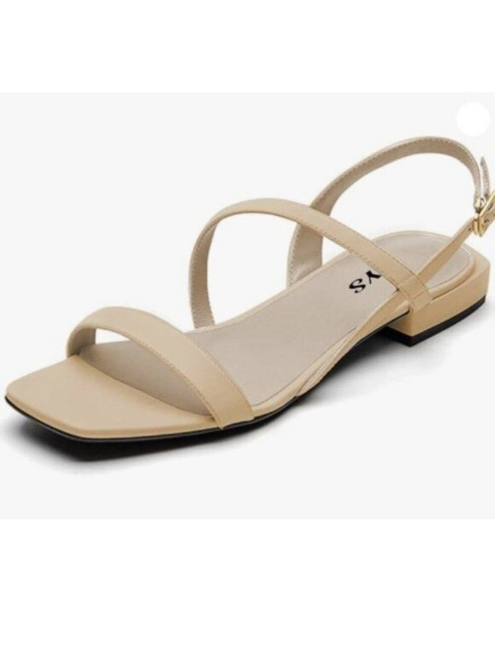 FYS Women Square Open Toe Sandals Flat Heel Strappy Slingbacks Summer Nude